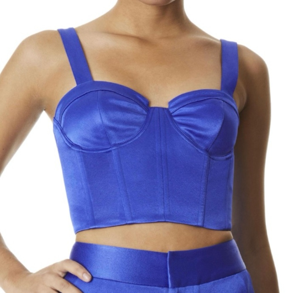 NWT Alice+ Olivia  Satin Bustier Crop Top, Royal Blue, Size 0